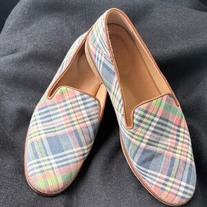 Sperry Multicolor Plaid Canvas Slip-On Flats with Tan Trim